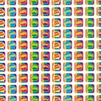 Sticker square wow colourful