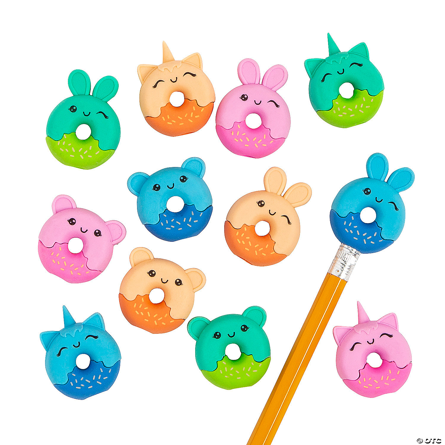 Donut Animal Pencil Topper Erasers – 4 Pcs. – Mol an Óige