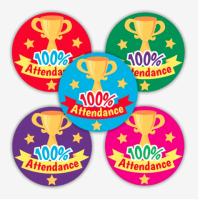 100% attendance Colourful Stickers