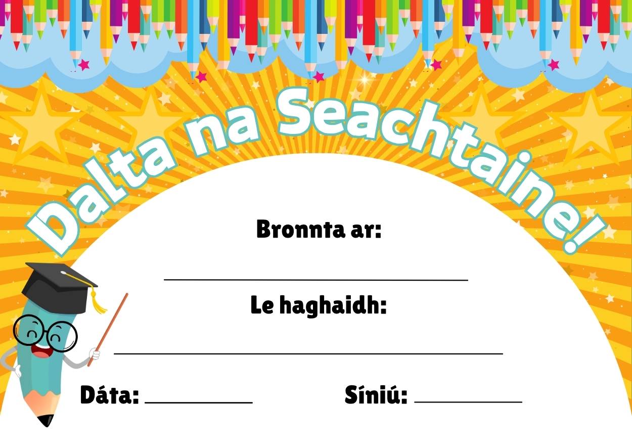 Dalta na Seachtaine Certificates - Student of the Week - Image 2