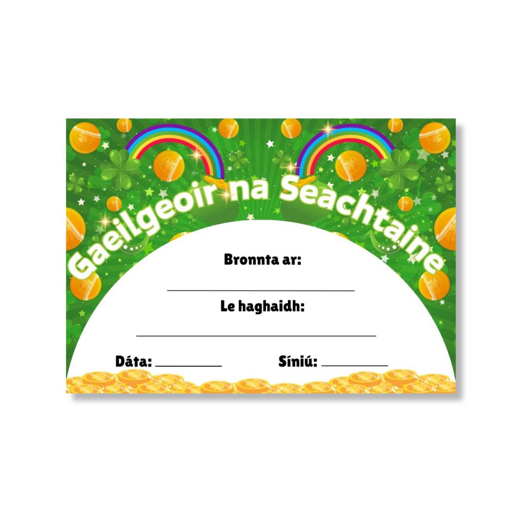 Gaeilgeoir na Seachtaine Certificates - Irish Speaker of the Week